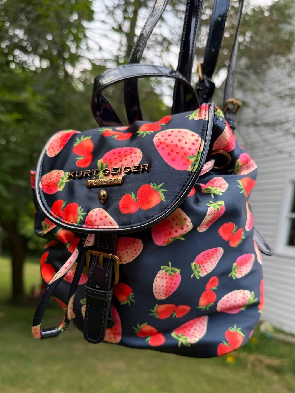Kurt Geiger London Portobello Strawberry Print Small Backpack NWT